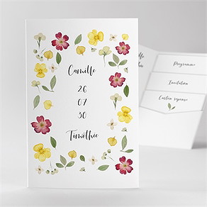 Faire-part mariage fleurs séchées pocketfold