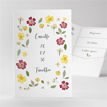 Faire-part mariage fleurs séchées pocketfold