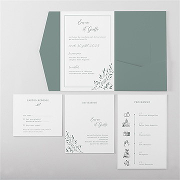 Faire-part mariage elégante poésie pocketfold - Vue d'ensemble intérieur