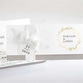 Faire-part mariage tendre couronne dorure