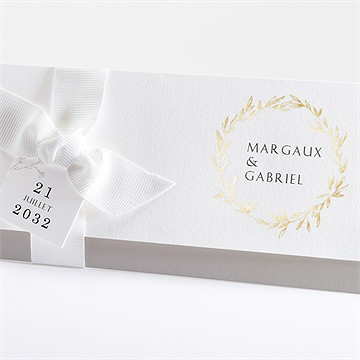 Faire-part mariage tendre couronne dorure - Détail du faire-part