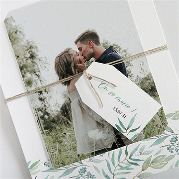 Faire-part mariage délicat superposition - Détail du faire-part