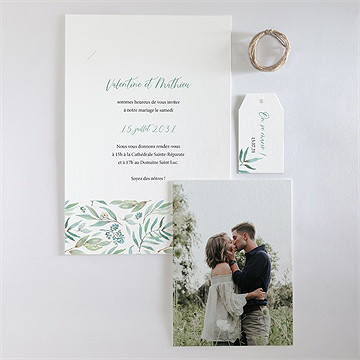 Faire-part mariage délicat superposition - Vue d'ensemble recto