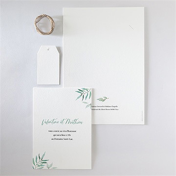 Faire-part mariage délicat superposition - Vue d'ensemble verso