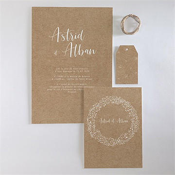 Faire-part mariage couronnés d'etoiles superposé - Vue d'ensemble recto