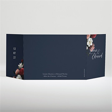 Faire-part mariage fleurs de nuit 2 volets - Dos du faire-part