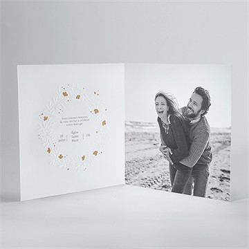 Faire-part mariage gravure carré plié - Intérieur du faire-part