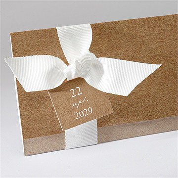 Faire-part mariage kraft épuré pochette - Détail du faire-part