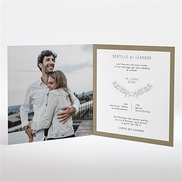 Faire-part mariage festivités carré plié - Intérieur du faire-part