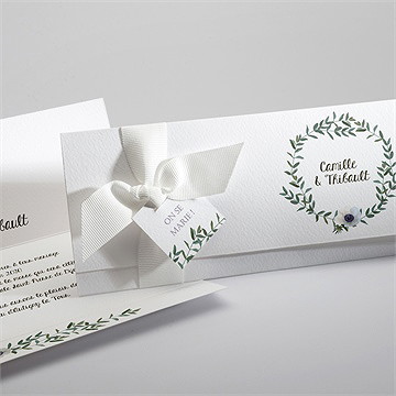 Faire-part mariage couronne d'olivier pochette