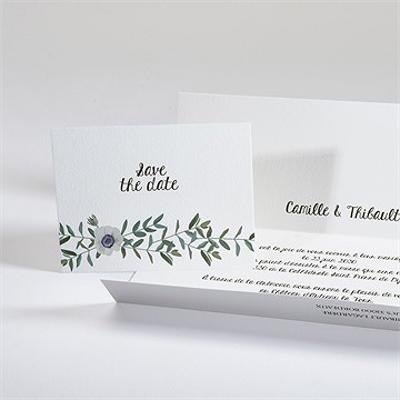 Faire-part mariage couronne d'olivier pochette - Intérieur du faire-part