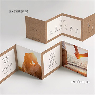 Faire-part mariage liés accordéon - Vue d'ensemble