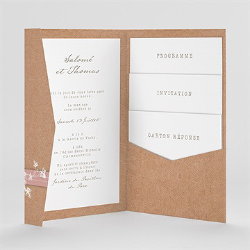 Faire-part mariage lierre grimpant pocketfold - Intérieur du faire-part