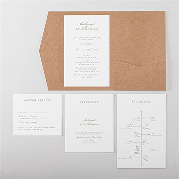 Faire-part mariage lierre grimpant pocketfold - Vue d'ensemble intérieur