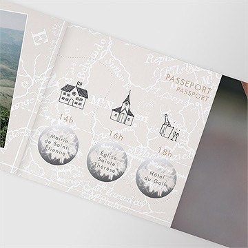 Faire-part mariage notre passeport accordéon - Détail du faire-part