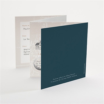 Faire-part mariage notre passeport accordéon - Dos du faire-part
