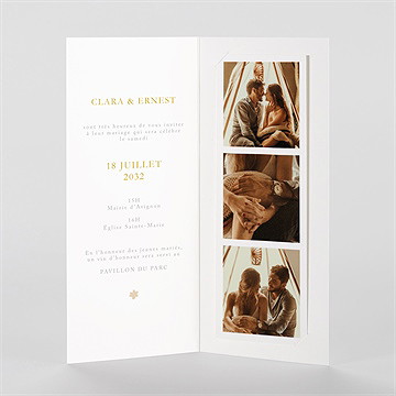 Faire-part mariage céleste photomaton - Intérieur du faire-part