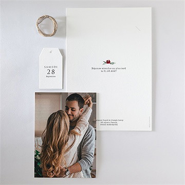 Faire-part mariage jolis coquelicots superposé - Vue d'ensemble verso