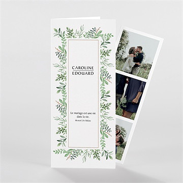 Faire-part mariage feuillage d'été photomaton