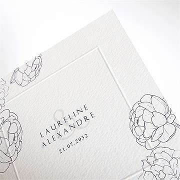 Faire-part mariage chic et moderne gaufrage - Détail du faire-part