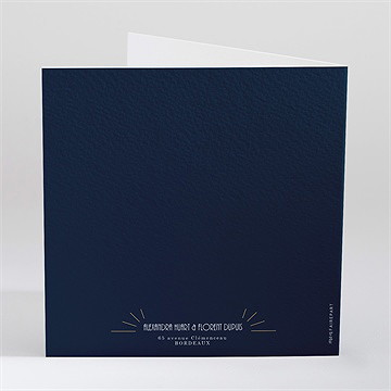 Faire-part mariage art déco carré plié - Dos du faire-part