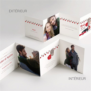 Faire-part mariage humour original accordéon - Vue d'ensemble