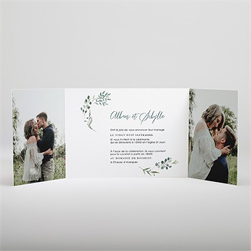 Faire-part mariage bouquet provençal 2 volets - Intérieur du faire-part
