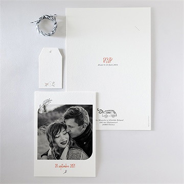 Faire-part mariage douceur champetre superposé - Vue d'ensemble