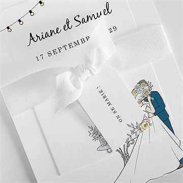 Faire-part mariage guinguette superposition - Détail du faire-part