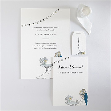 Faire-part mariage guinguette superposition - Vue d'ensemble