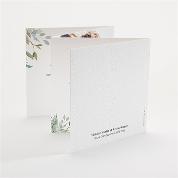 Faire-part mariage délicate aquarelle accordéon - Dos du faire-part