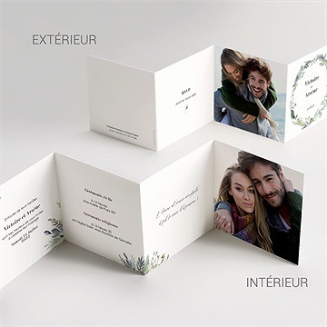 Faire-part mariage délicate aquarelle accordéon - Vue d'ensemble