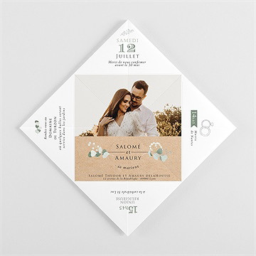 Faire-part mariage bonheur cocotte - Intérieur de la cocotte pliée