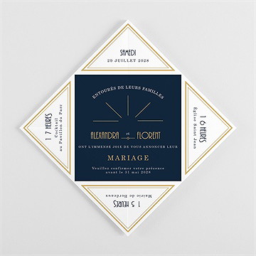 Faire-part mariage art déco origami - Côté droit du faire-part