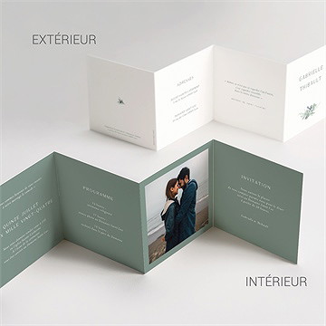 Faire-part mariage poésie d'aquarelle accordéon - Vue d'ensemble