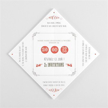 Faire-part mariage vintage & original origami - Intérieur de la cocotte pliée
