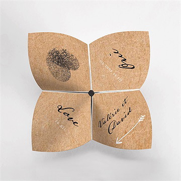 Faire-part mariage coeur croisé origami - vue du dessus