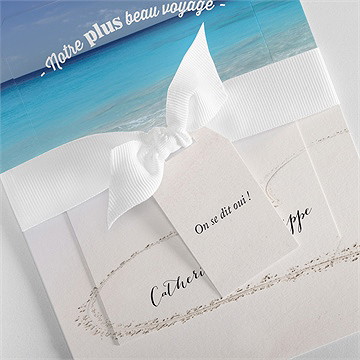Faire-part mariage sur le sable superposition - Détail du faire-part