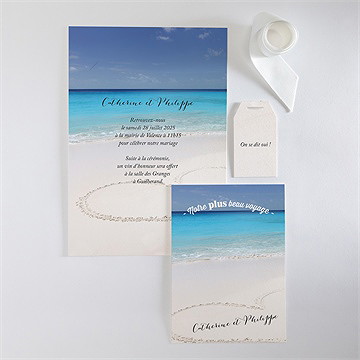 Faire-part mariage sur le sable superposition - Vue d'ensemble