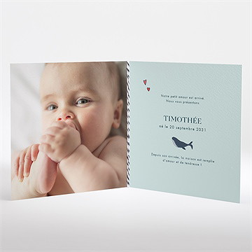 Faire-part naissance mon petit baleineau carré plié - Intérieur du faire-part