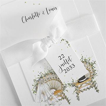 Faire-part mariage fusion champêtre superposé - Détail du faire-part