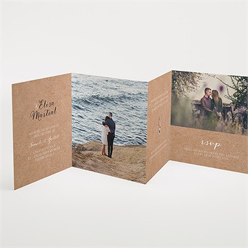 Faire-part mariage kraft et dentelle accordéon - Intérieur du faire-part