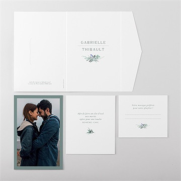 Faire-part mariage poésie d'aquarelle pocketfold - Vue ensemble extérieur