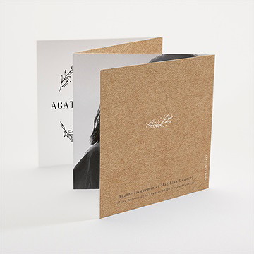 Faire-part mariage kraft champêtre accordéon - Dos du faire-part