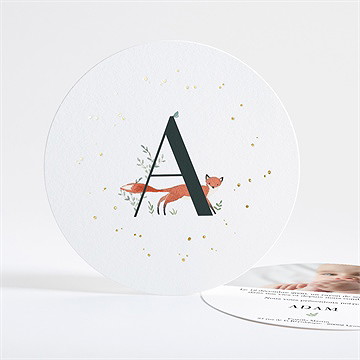 Faire-part naissance première initiale avec dorure