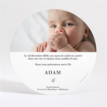 Faire-part naissance première initiale avec dorure - Dos du faire-part