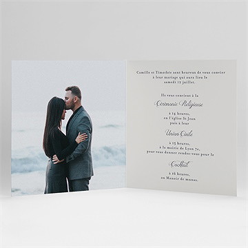 Faire-part mariage tourbillon sentimental plié - Intérieur du faire-part