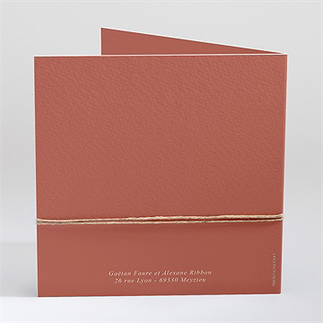 Faire-part mariage au vent carré plié - Dos du faire-part