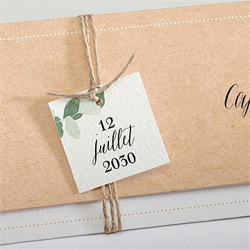 Faire-part mariage eucalyptus pochette - Détail du faire-part