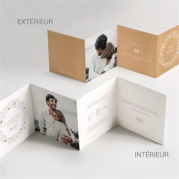 Faire-part mariage gravure accordéon - Vue détaillée